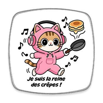 Cat Chef Rose, I'm the Queen of Pancakes - Square fridge magnet - white - Front