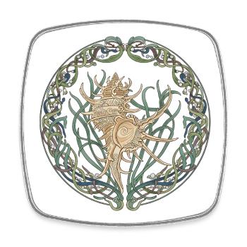 Celtic circle of the shell spiral - Square fridge magnet - white - Front