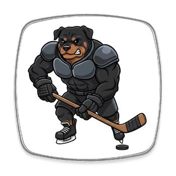 Cooler Rottweiler Eishockeyspieler Herrchen Sport - Viereckiger Kühlschrankmagnet - Weiß - Vorne