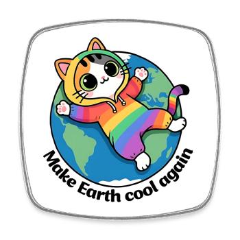 Rette den Planeten Erde, mach die Erde wieder cool - Viereckiger Kühlschrankmagnet - Weiß - Vorne