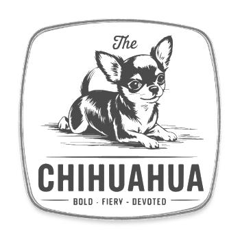 Emblème du cœur de la flamme du chihuahua - Magnet carré - blanc - Devant