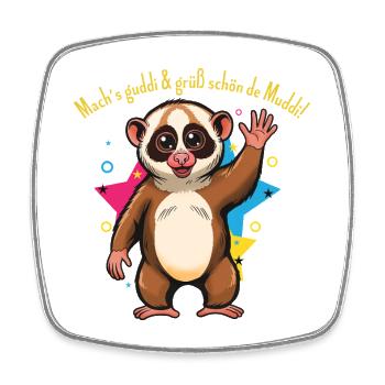 Guddi Lemur Jubelmotiv. Lustiger Abschied. - Viereckiger Kühlschrankmagnet - Weiß - Vorne
