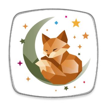Schlafender Fuchs auf dem Mond – geometrisch  - Viereckiger Kühlschrankmagnet - Weiß - Vorne