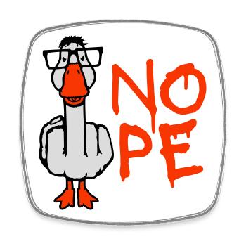 Goose Nope Middle Finger Nerd Geek Horn-Rimmed Glasses Smart - Square fridge magnet - white - Front