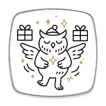 Magical Owl Joy with Stars - Square fridge magnet - white - Front