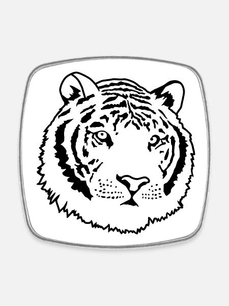 Strong Tiger in the Jungle – Wildcat Design - Square fridge magnet - white