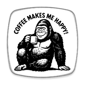 Le café me rend heureuse ! Café Café Café - Magnet carré - blanc - Devant