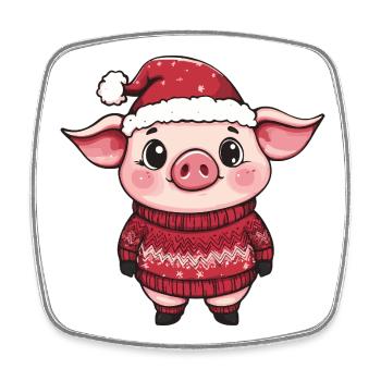 Pig Christmas - Square fridge magnet - white - Front
