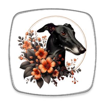 Galgo Blackbeauty Nr02 - Viereckiger Kühlschrankmagnet - Weiß - Vorne