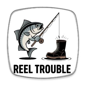 Reel Trouble – Fishy Fail Vibes - Magnet carré - blanc - Devant