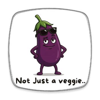 Freche Aubergine mit Sonnenbrille veggie Karikatur - Viereckiger Kühlschrankmagnet - Weiß - Vorne
