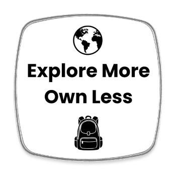 Explore More, Own Less – Adventure Shirt - Square fridge magnet - white - Front