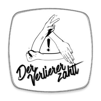 Der Verlierer zahlt – Schere Stein Papier - Viereckiger Kühlschrankmagnet - Weiß - Vorne