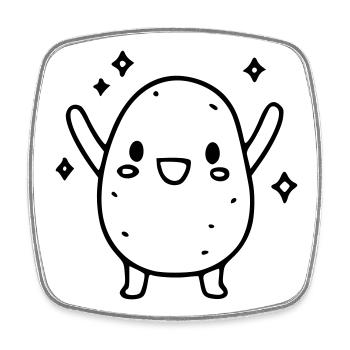 Patate douce douce | Légumes kawaii - Magnet carré - blanc - Devant