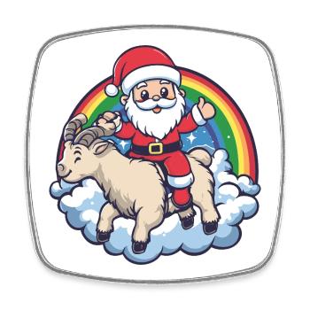 Chèvre de montagne Père Noël Noël - Magnet carré - blanc - Devant