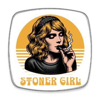Stoner Girl  - Viereckiger Kühlschrankmagnet - Weiß - Vorne