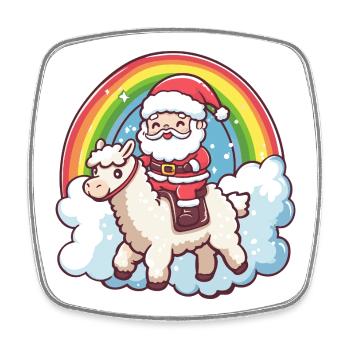Alpaka Llama Weihnachtsmann Weihnachten - Viereckiger Kühlschrankmagnet - Weiß - Vorne