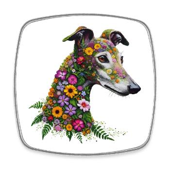 Galgo Wildflowers No1 - Square fridge magnet - white - Front
