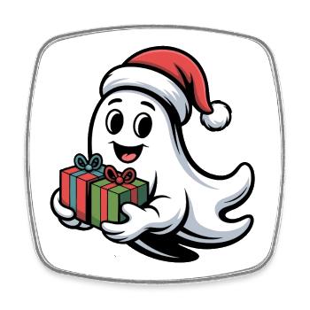 Weihnachtsgeist mit Geschenken - Viereckiger Kühlschrankmagnet - Weiß - Vorne
