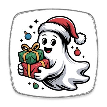 Weihnachtsgeist mit Geschenken - Viereckiger Kühlschrankmagnet - Weiß - Vorne
