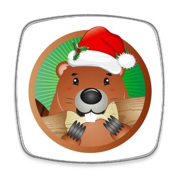 Niedlicher Weihnachtsbiber mit Santa-Mütze - Viereckiger Kühlschrankmagnet - Weiß - Vorne
