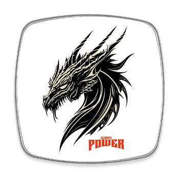 Motif contrasté de tête de dragon - Magnet carré - blanc - Devant
