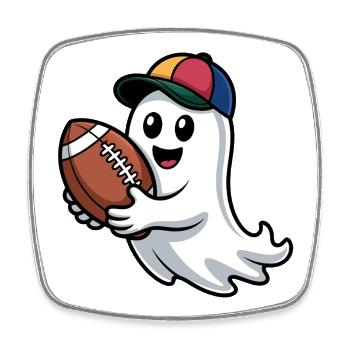 Ghost with Football Cap - Square fridge magnet - white - Front