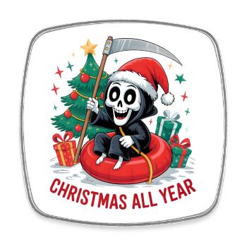 Grim Reaper Weihnachten - Viereckiger Kühlschrankmagnet - Weiß - Vorne