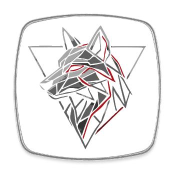 T-shirt loup géométrique Alpha Spirit - Magnet carré - blanc - Devant