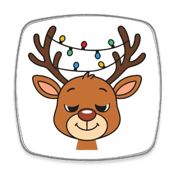 Merry Reindeer with Fairy Lights – Christmas - Square fridge magnet - white - Front