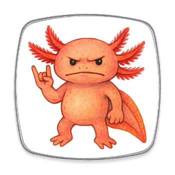 Crimson Ember Axolotl  - Square fridge magnet - white - Front