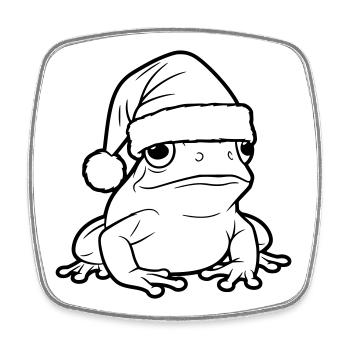 Funny Christmas frog with cap - Square fridge magnet - white - Front