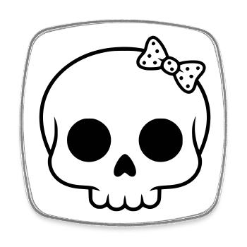 Cute skull with bow | Girly Goth - Square fridge magnet - white - Front