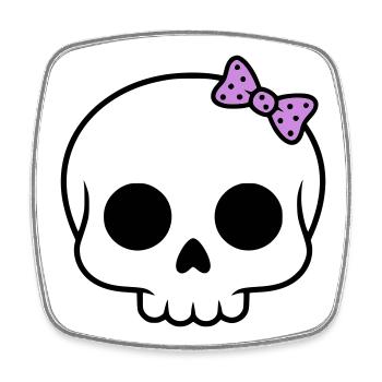 Cute skull with bow | Girly Goth - Square fridge magnet - white - Front