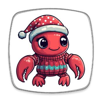 Hummer Krebs Weihnachten - Viereckiger Kühlschrankmagnet - Weiß - Vorne