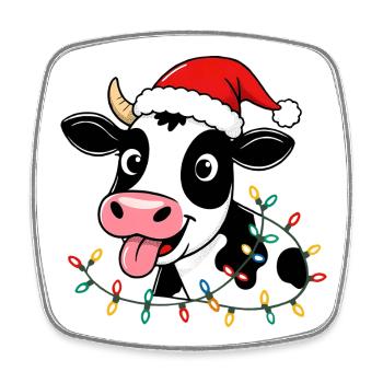 Kuh Weihnachten lustig süß Landwirt Bauernhof - Viereckiger Kühlschrankmagnet - Weiß - Vorne