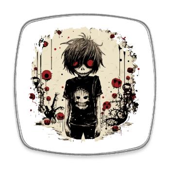 Red-Eyed Skull Kid – Emo Comic Design - Viereckiger Kühlschrankmagnet - Weiß - Vorne