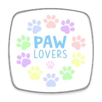 PAW LOVERS Blaue Pastell-Pfoten - Viereckiger Kühlschrankmagnet - Weiß - Vorne