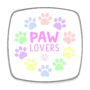 PAW LOVERS Rose Empreintes Pastel - Magnet carré - blanc - Devant