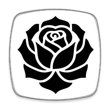 Elegant Rose | Minimalist Line Art Flower - Square fridge magnet - white - Front