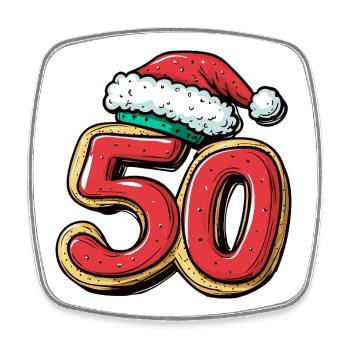50 Number Cookie Christmas - Square fridge magnet - white - Front