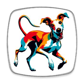 Silly Galgo Nr6 - Viereckiger Kühlschrankmagnet - Weiß - Vorne