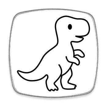 Dino / Dinosaure - Magnet carré - blanc - Devant