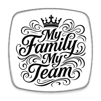 Mon équipe familiale dit couronne - Magnet carré - blanc - Devant