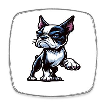 Talk to the Paw Boston Boston terrier Bostie Bosti - Viereckiger Kühlschrankmagnet - Weiß - Vorne
