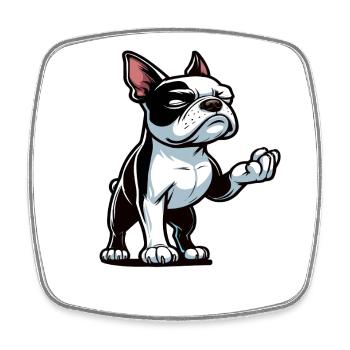 Talk to the Paw Boston Boston terrier Bostie Bosti - Viereckiger Kühlschrankmagnet - Weiß - Vorne