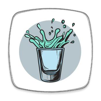Spritziges Glas-Splash Motiv - Viereckiger Kühlschrankmagnet - Weiß - Vorne