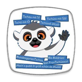 Panda Grüße: The Art of Tschau (Mundart) - Viereckiger Kühlschrankmagnet - Weiß - Vorne