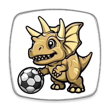 Bande dessinée de football de dinosaure - Magnet carré - blanc - Devant