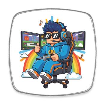 Cooler Streamer, der Spiele spielt - Viereckiger Kühlschrankmagnet - Weiß - Vorne